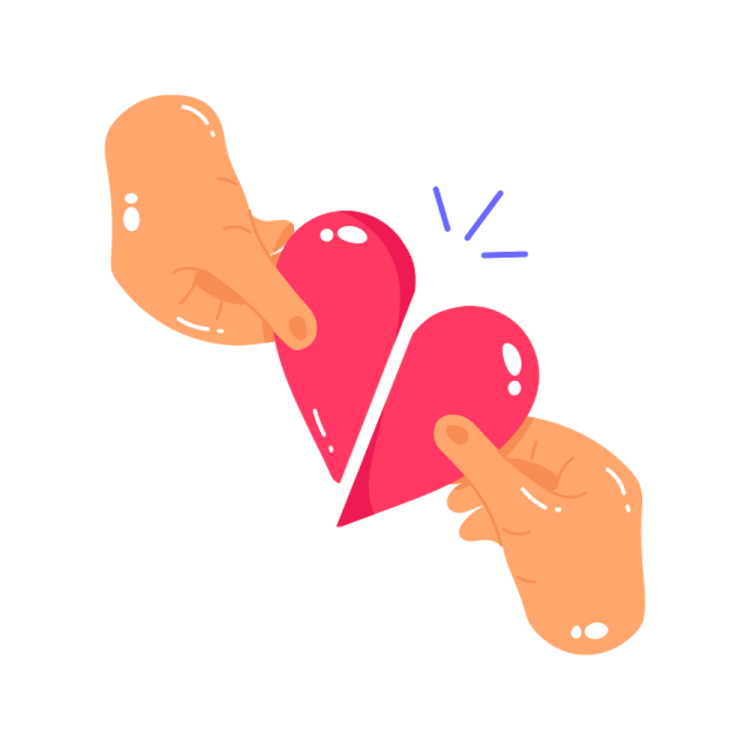 a pair of hands holding a broken heart