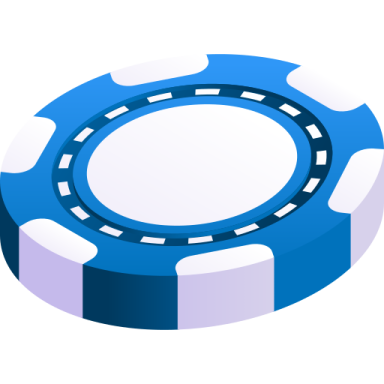 a blue and white poker chip