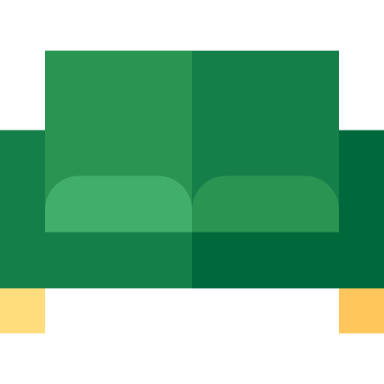 a green couch on a white background