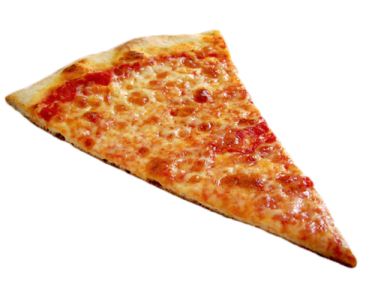 a slice of pizza on a white background