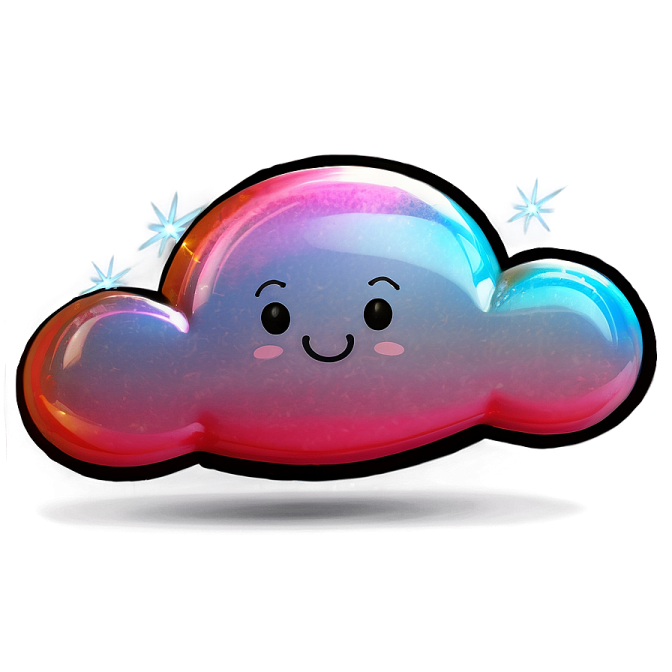 a rainbow colored cloud with a smiling face