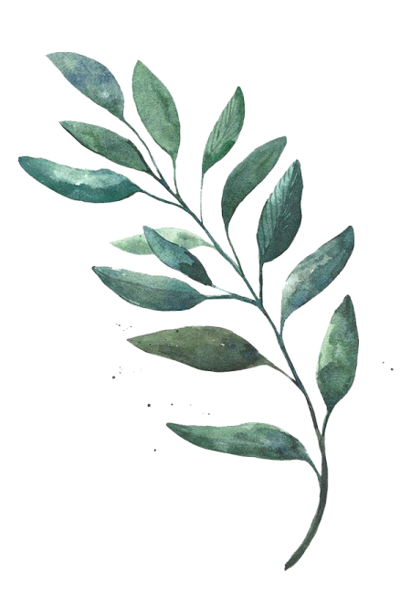 a watercolor painting of green leaves