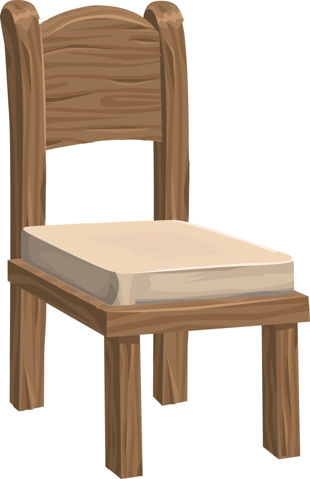 a wooden chair with a cushion
