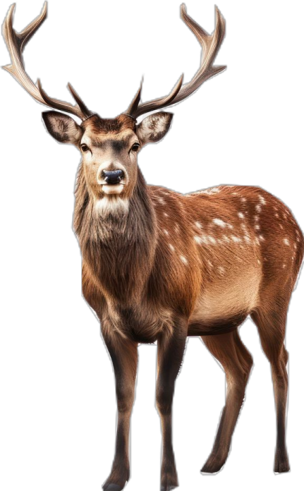 a deer standing in front of a white background