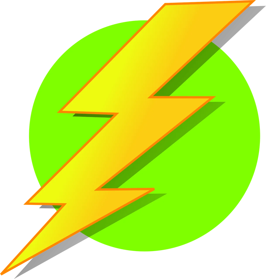a green and yellow lightning symbol