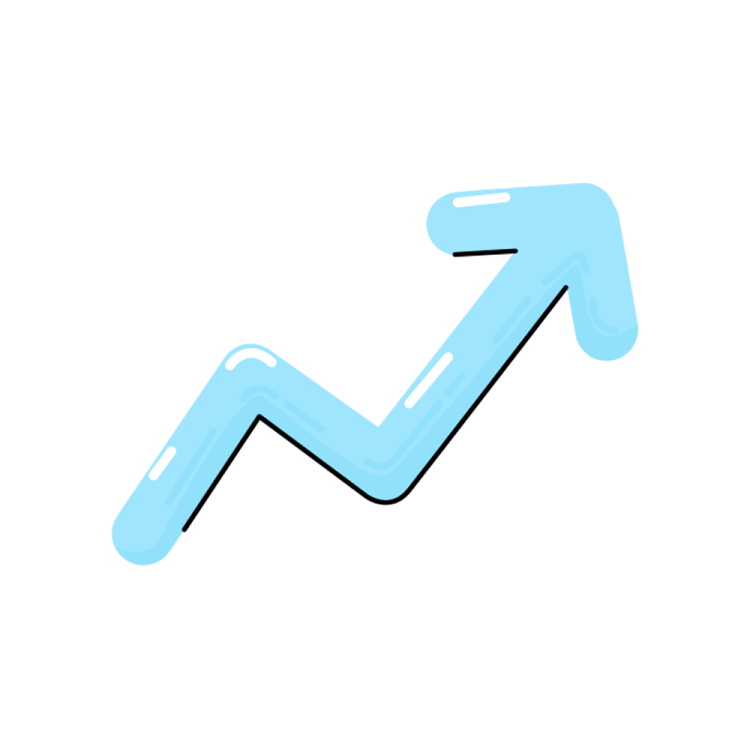 a blue arrow on a white background