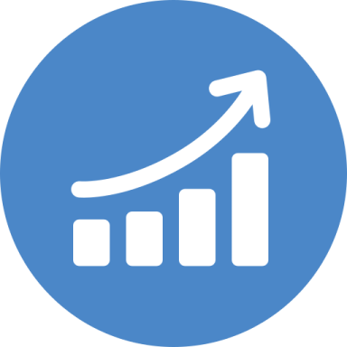 a blue circle with a bar chart on it