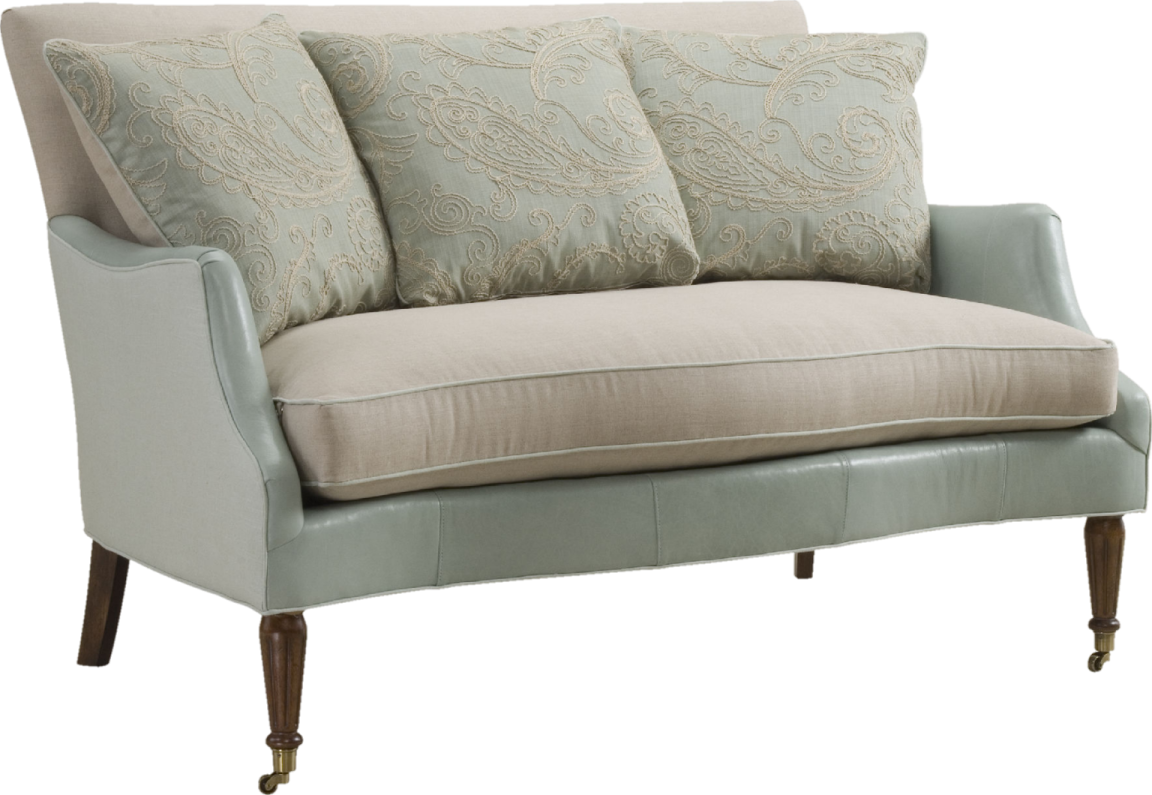 a couch with two pillows on top of it