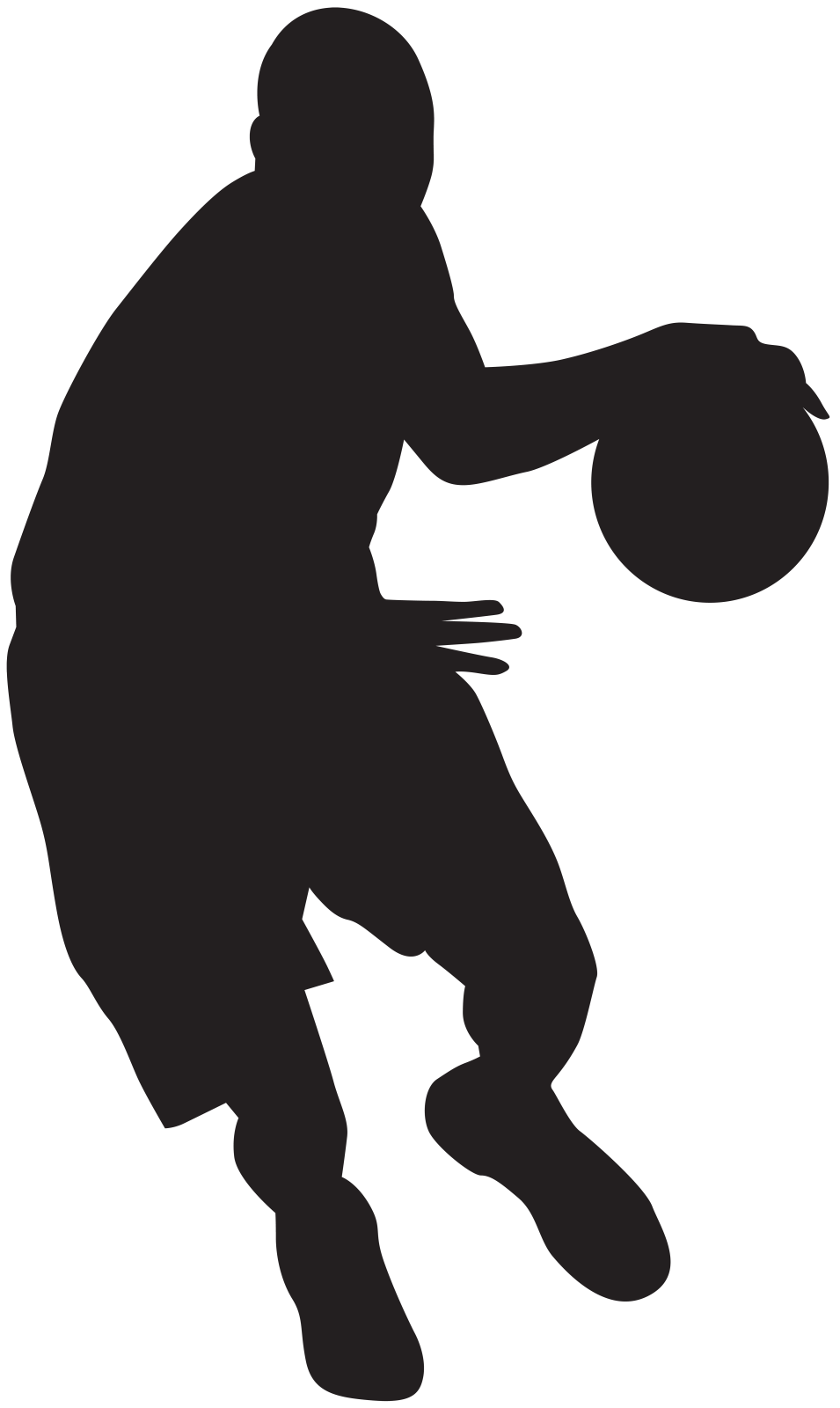 a basketball player silhouetted on a white background