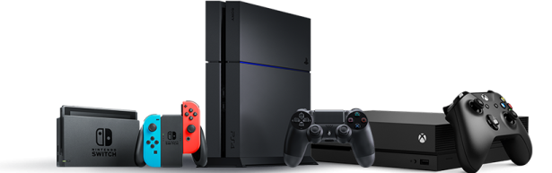 a group of video game consoles