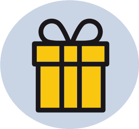 a yellow gift box with black ribbon