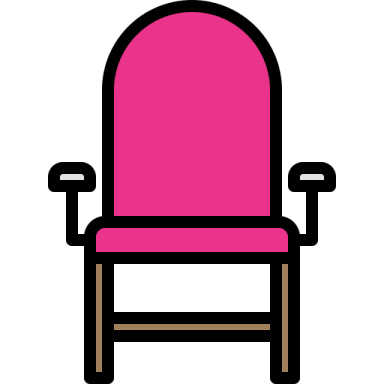 a pink chair on a white background