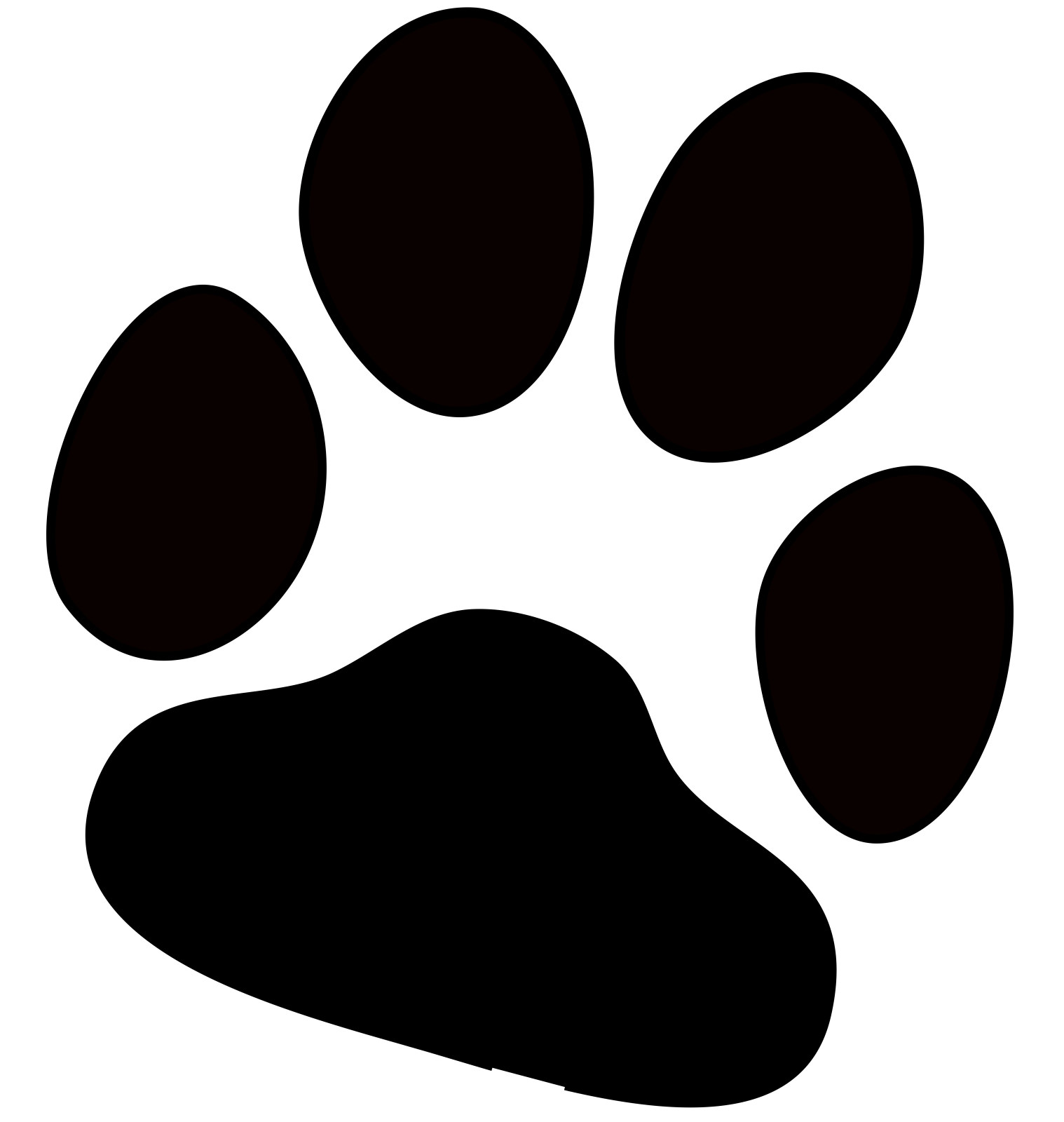 a black and white paw print