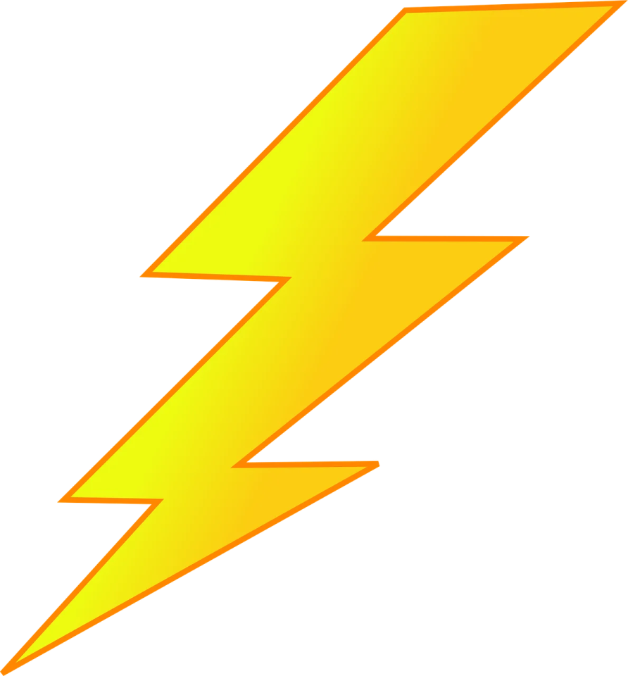 a yellow lightning bolt on a white background