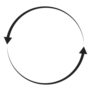 a circle with an arrow in the middle
