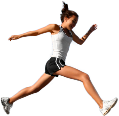 a young girl is jumping in the air