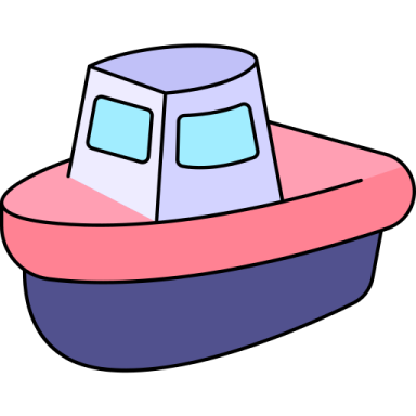 a pink and blue boat
