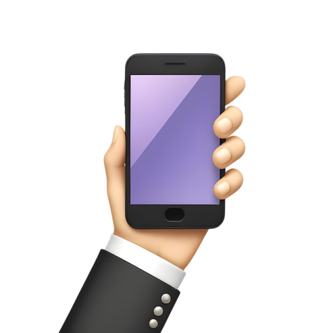 a hand holding a smart phone with a purple screen