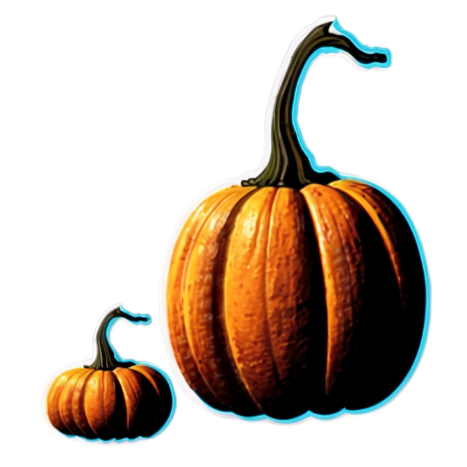 a drawing of two pumpkins on a white background