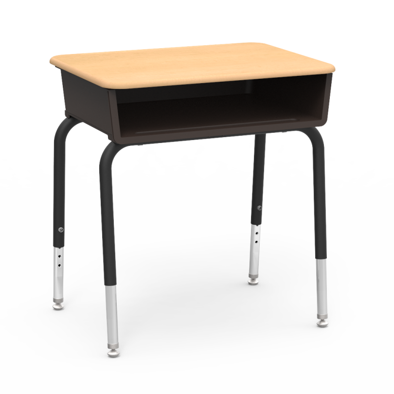 a small desk with a wooden top and metal legs