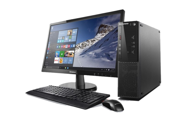 a desktop computer with a keyboard and mouse