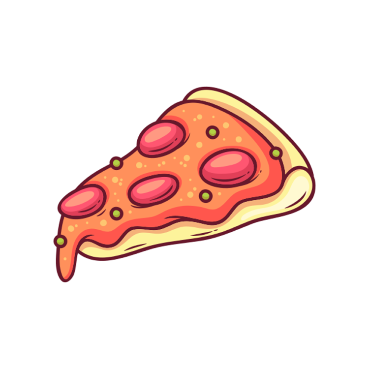 a slice of pizza on a white background