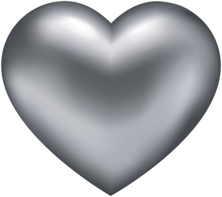 a silver heart on white background