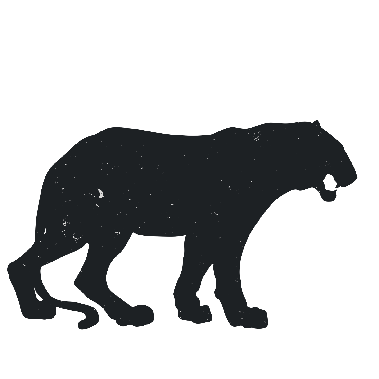 a black panther silhouetted on a white background