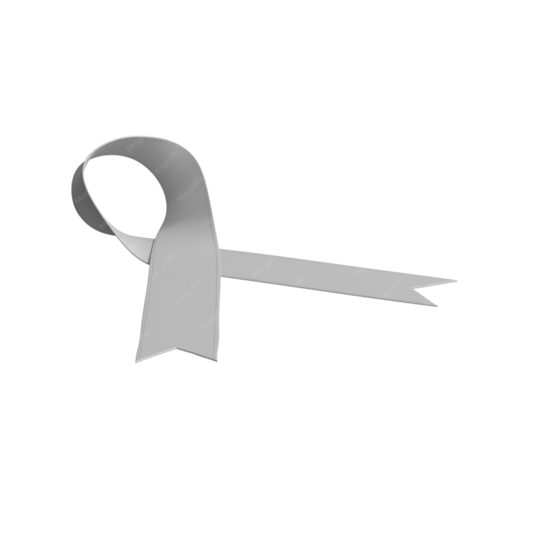 a gray ribbon on a white background