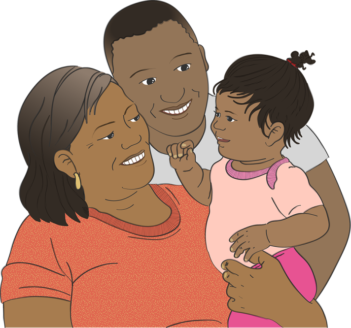an illustration of a woman holding her daughter