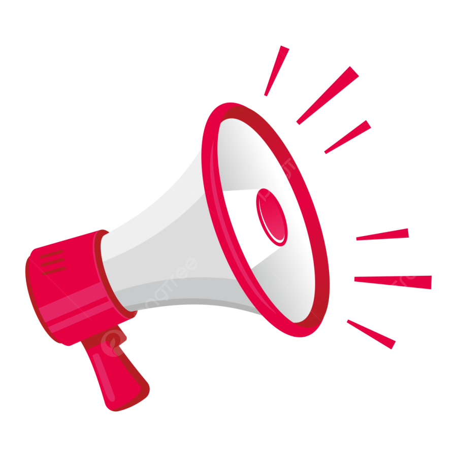 a red and white megaphone on a white background