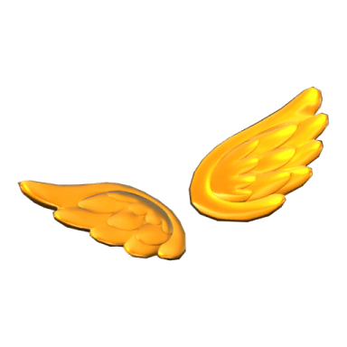 two yellow wings on a white background