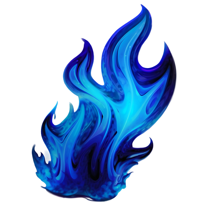 a blue flame on a white background