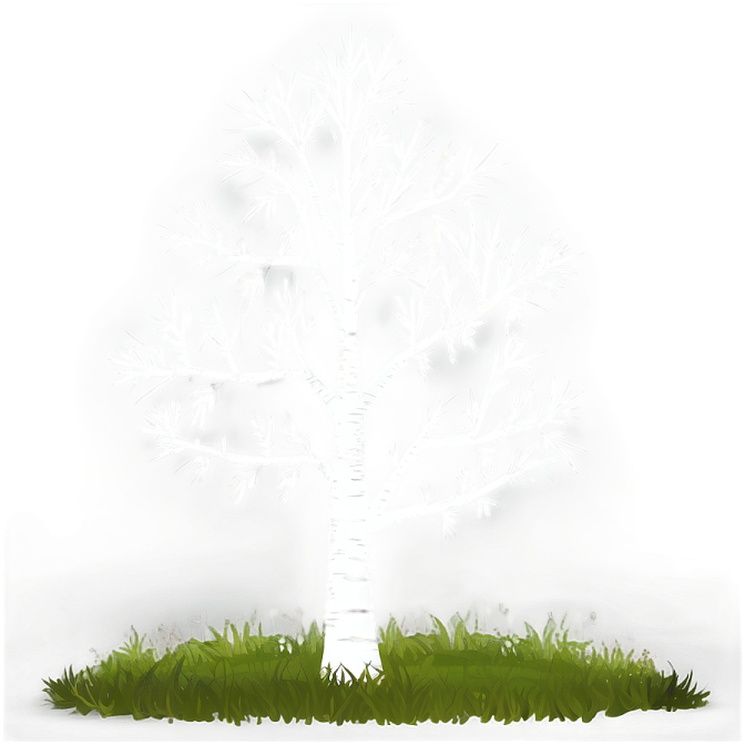 a white tree in the grass