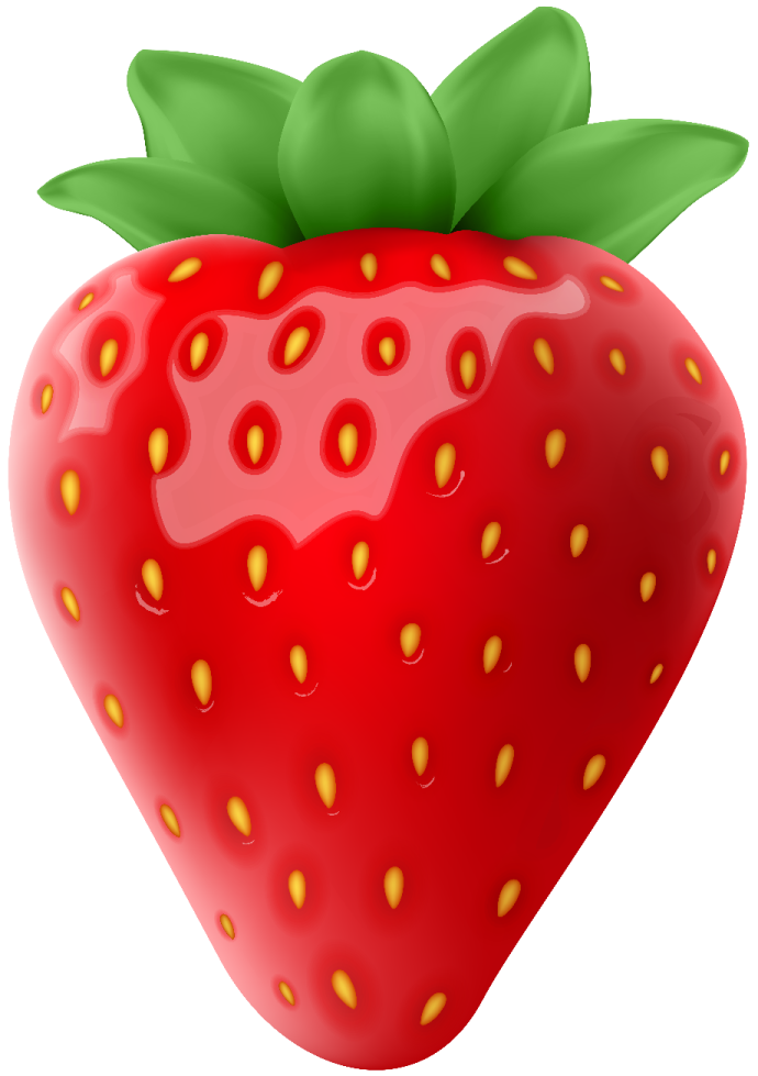 a red strawberry with green leaves on it