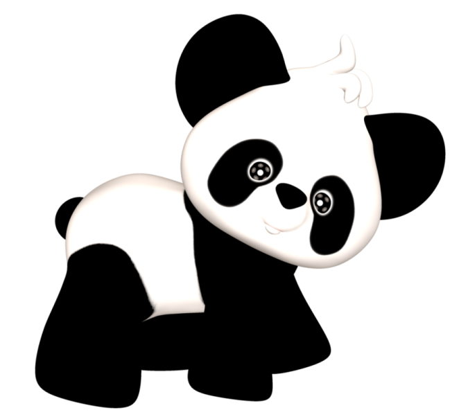 a black and white panda bear on a white background
