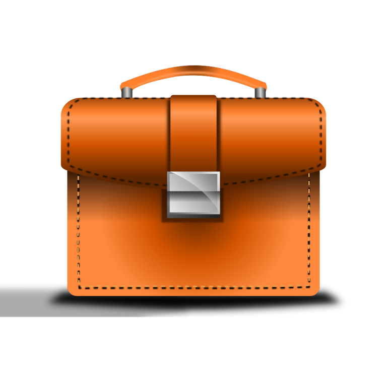 an orange leather briefcase with a metal lock