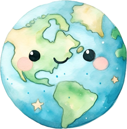 a watercolor painting of the earth with a smiley face