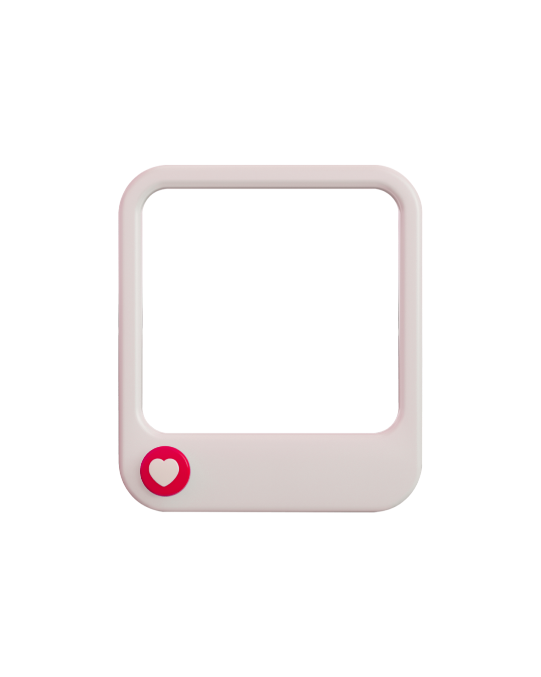 a white square frame with a red heart on it
