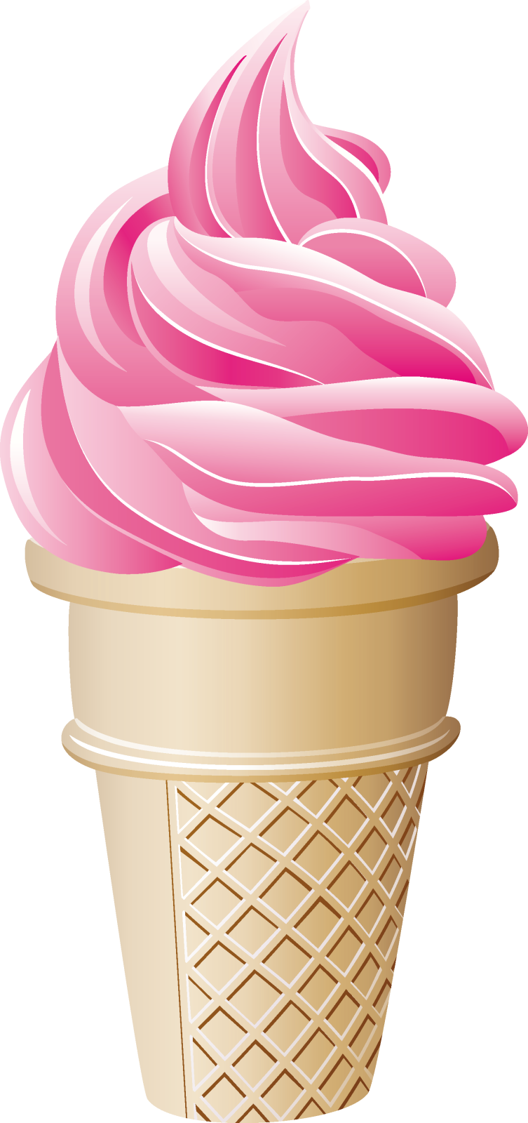 an ice cream cone with pink frosting