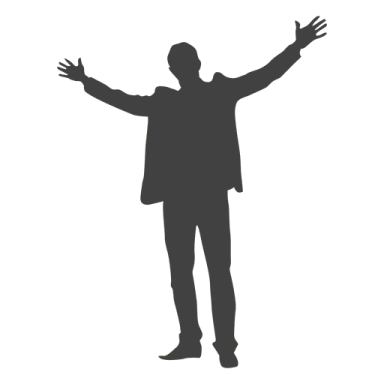a silhouette of a man with his arms outstretched