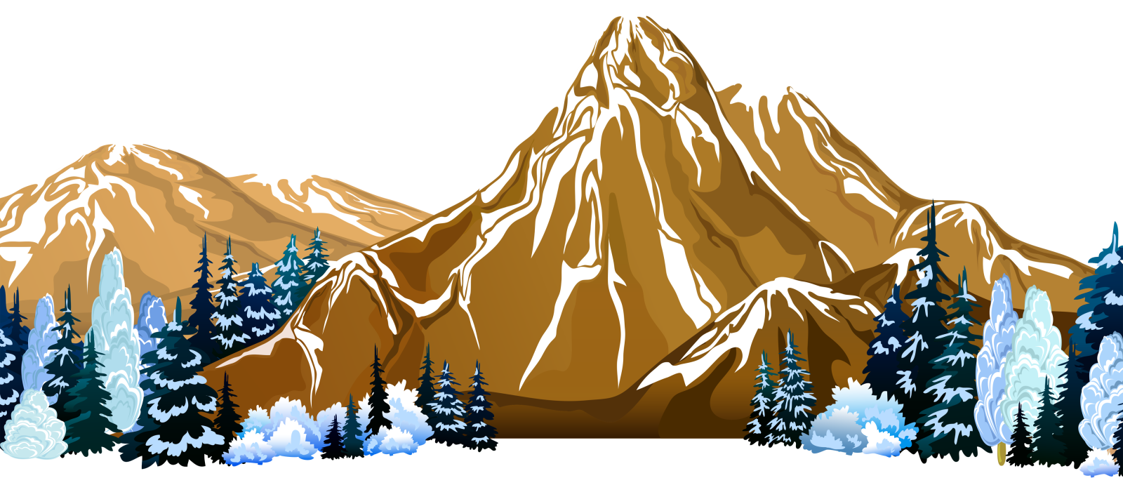 a mountain with trees and snow on it