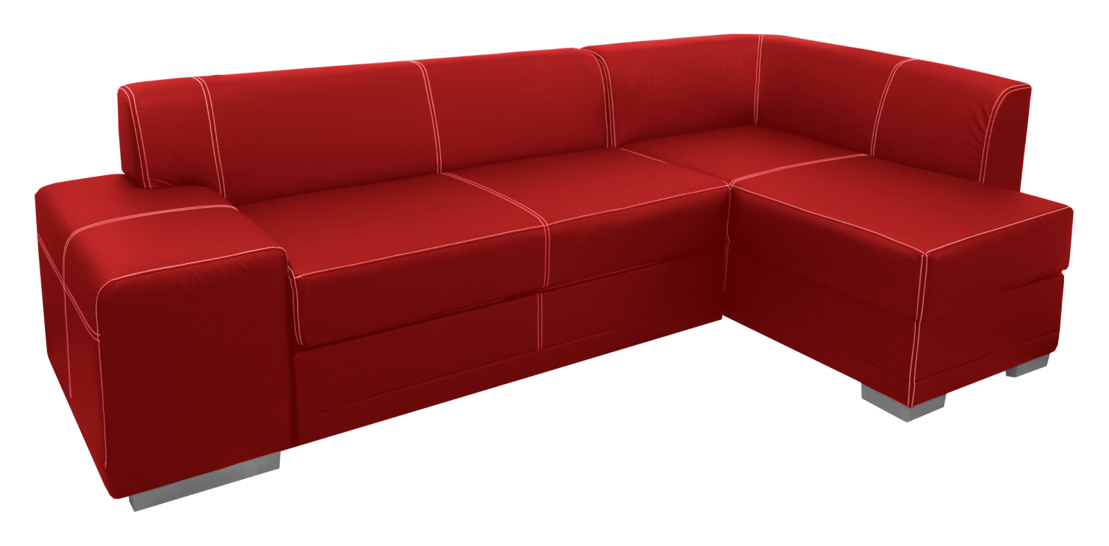a red couch with two seats on it