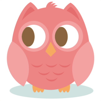 an illustration of a pink owl with big eyes