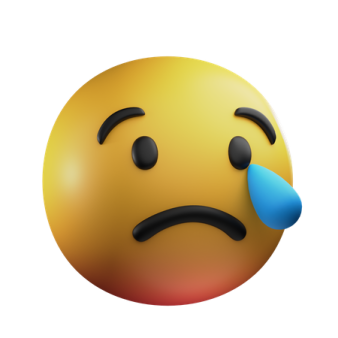 a smiley face with a teary expression