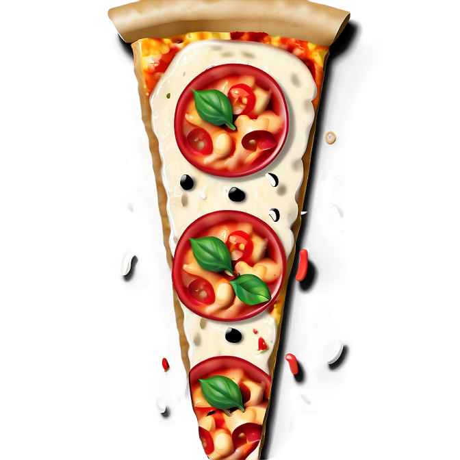 a slice of pizza with toppings on it