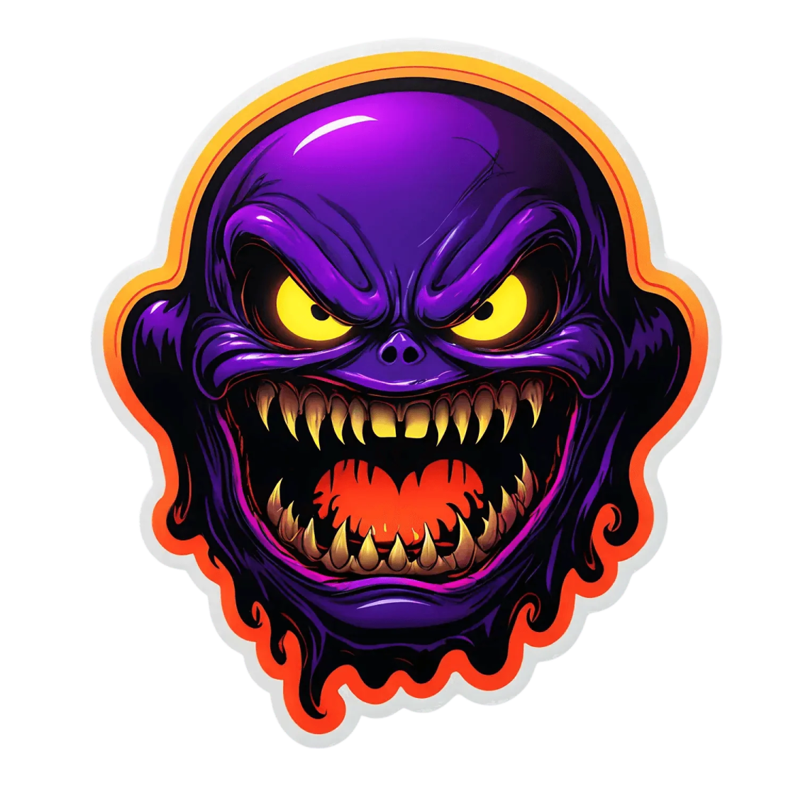 a cartoon character with an evil face and glowing eyes