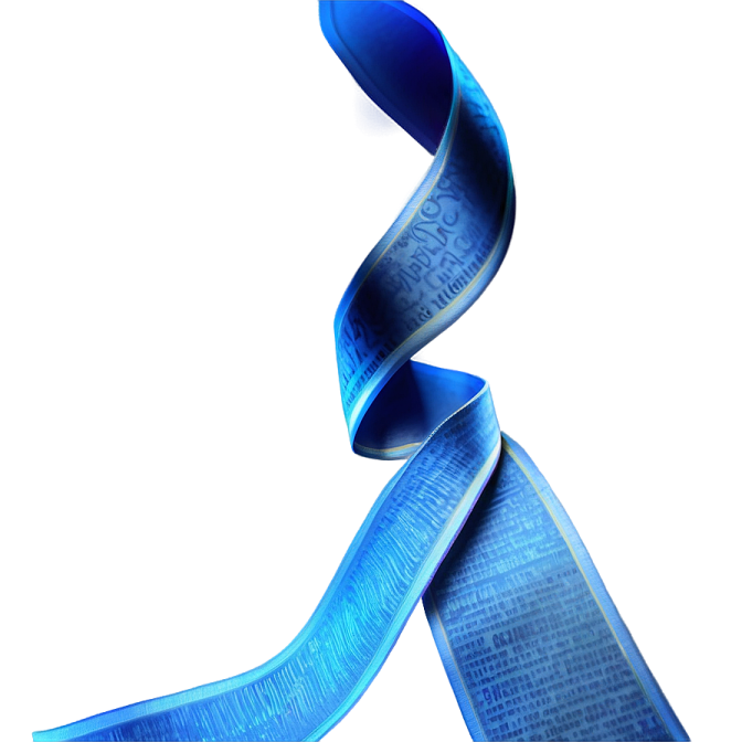 a blue ribbon on a white background