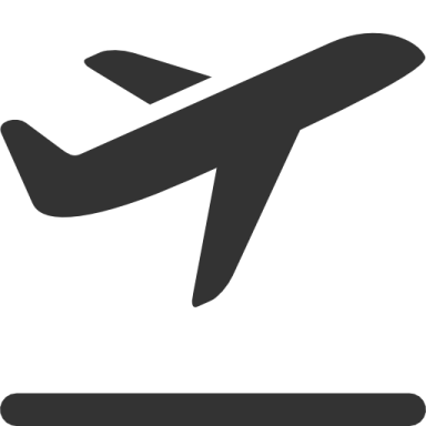 a black and white icon of an airplane