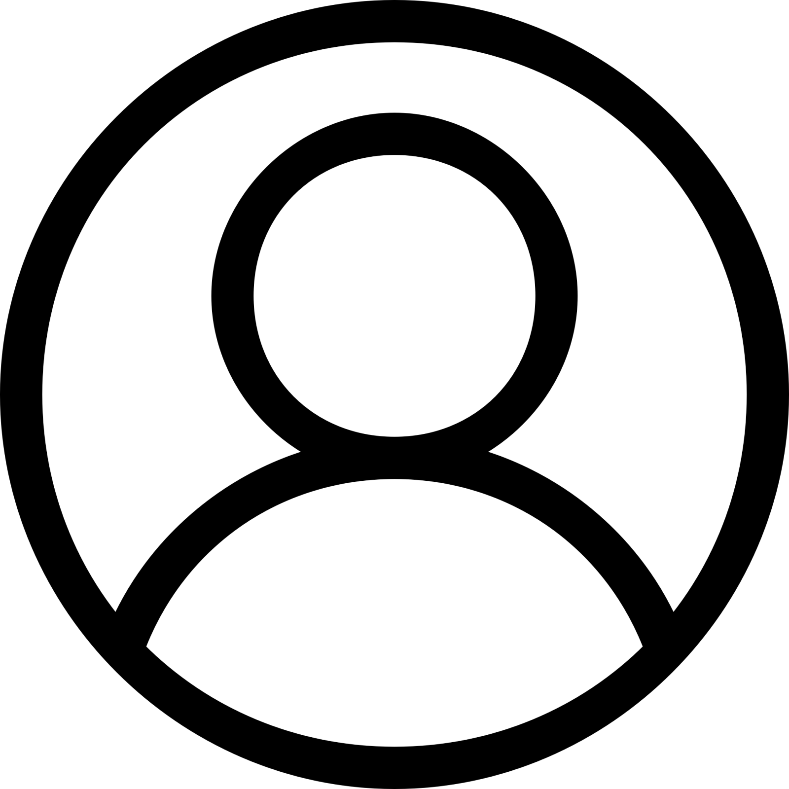 a black and white icon of a person in a circle